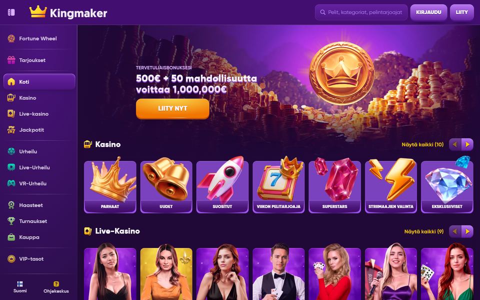 Kingmaker Casino — lobby